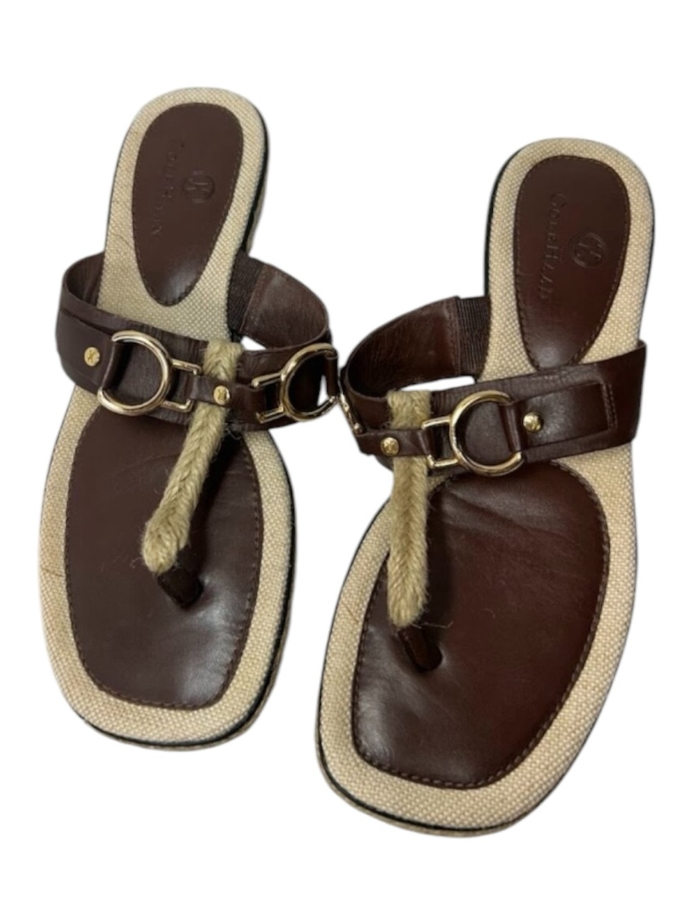 Cole Haan Sandals | Brown & Jute | Slip-On Thong Style | 6.5